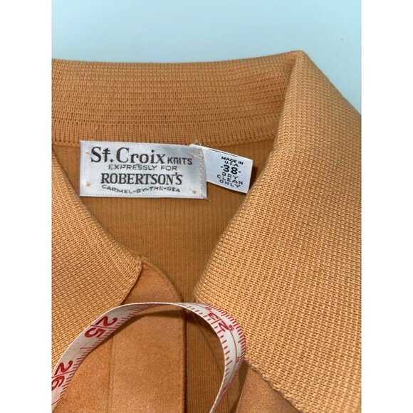 St.Croix Knits Skirt Set Womens Size 12 Wool Ultrasuede Cardigan Peach Toffee - Picture 6 of 15
